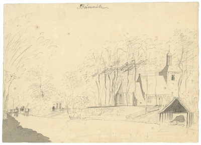 202764 Gezicht op de kerk en de Kromme Rijn te Bunnik.N.B. De tekening is mogelijk vervaardigd door Pieter Jan van ...